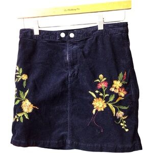 Mossimo Supply Co. Navy Skirt with Floral Embroidery